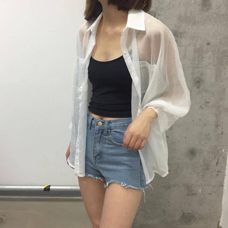 Overshirt in White Sheer Chiffon - white relaxed fit view