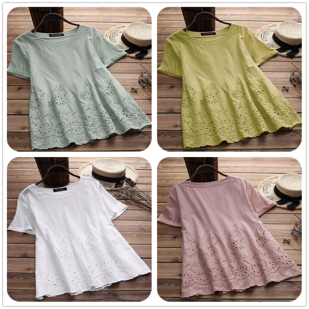 Tunic Top with Broderie Hem - multi-colour overview
