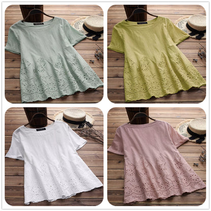 Tunic Top with Broderie Hem - multi-colour overview