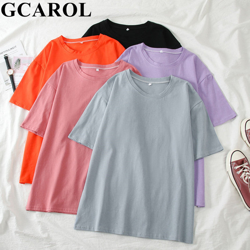 T-Shirt in Candy Colours with Relaxed Fit - colour range flat lay