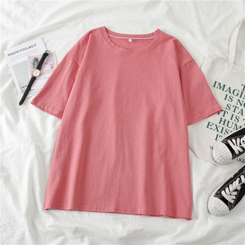 T-Shirt in Candy Colours with Relaxed Fit - red flat lay front