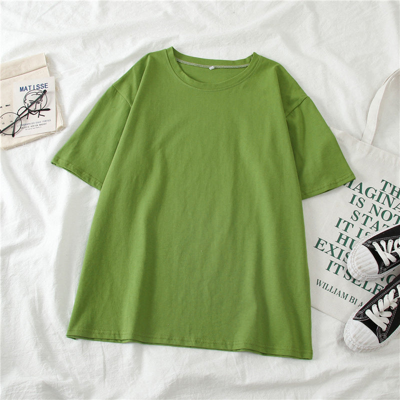 T-Shirt in Candy Colours with Relaxed Fit - green flat lay front