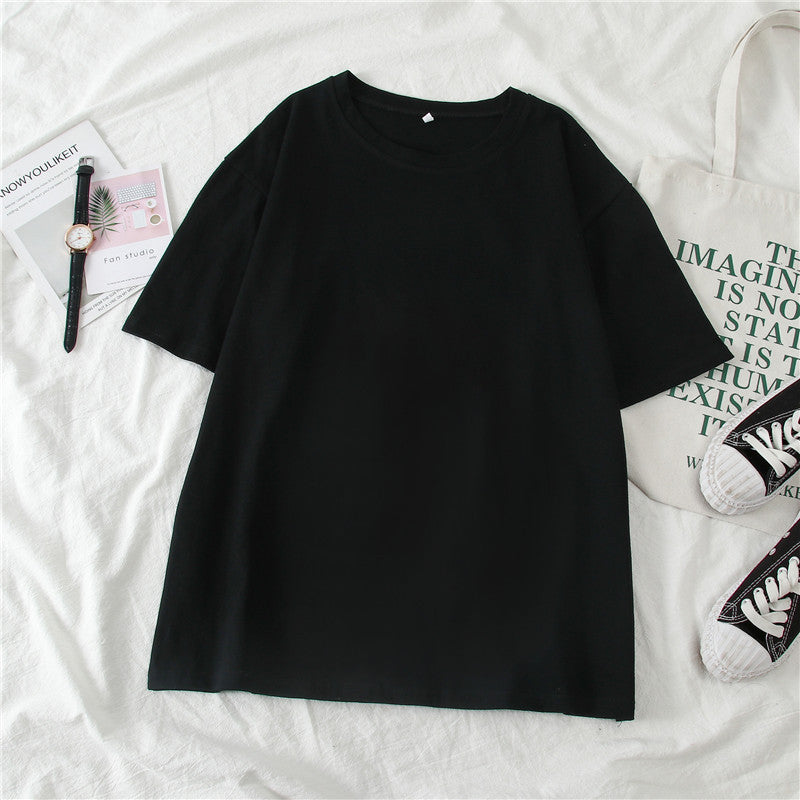 T-Shirt in Candy Colours with Relaxed Fit - black flat lay front