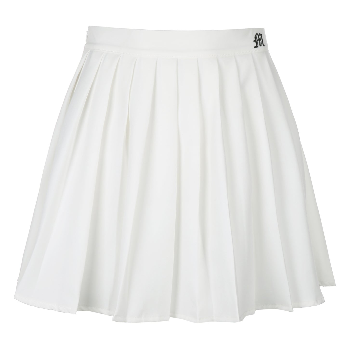 Mini Skirt in Pleated A-Line with Elastic Waist - white flat lay front