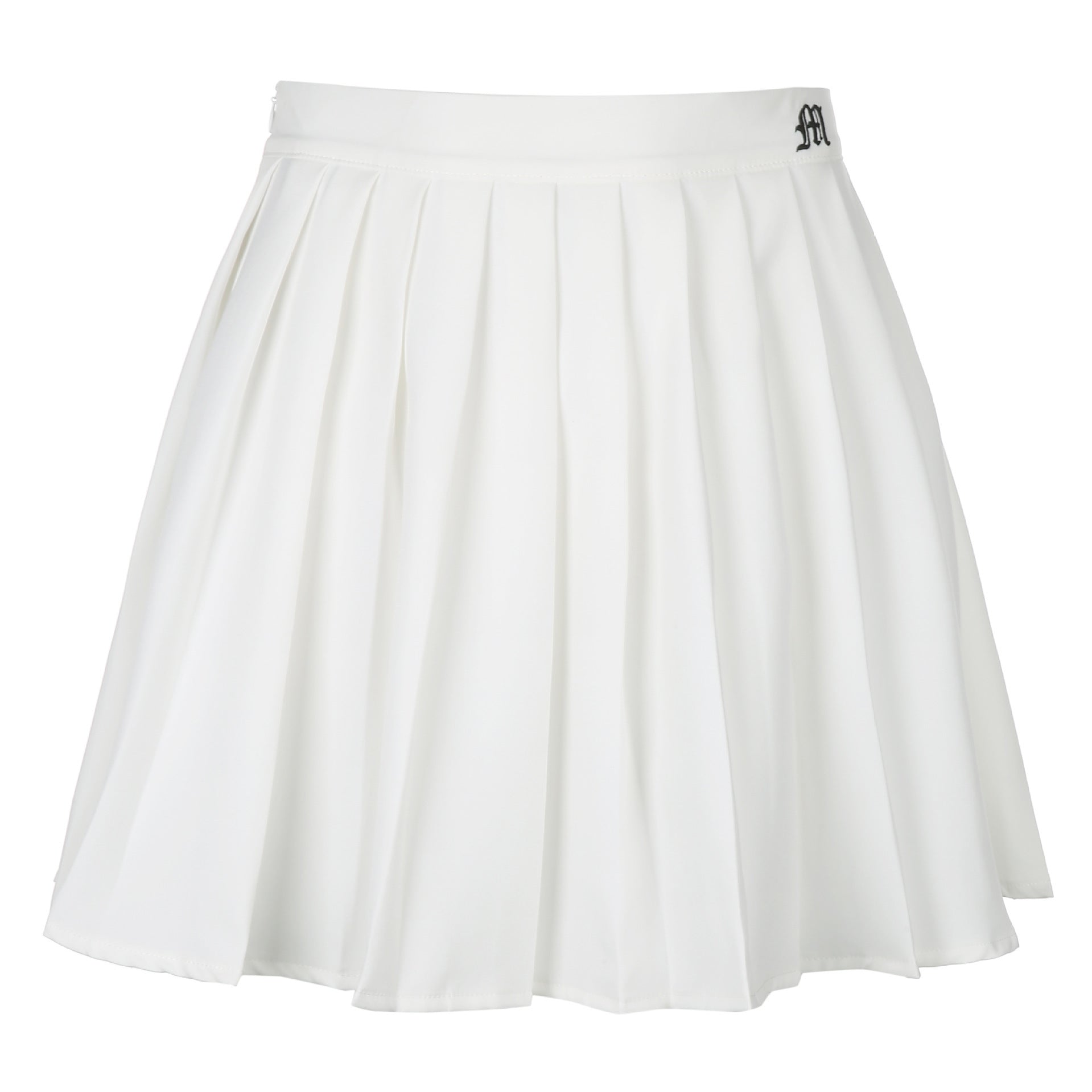 Mini Skirt in Pleated A-Line with Elastic Waist - white flat lay front