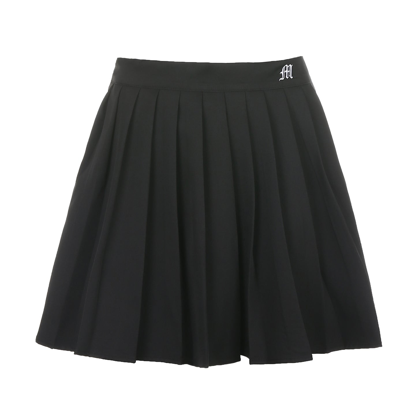 Mini Skirt in Pleated A-Line with Elastic Waist - black flat lay front