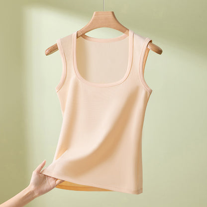 Vest Top with Square Neck and Smoothing Fit - Skin colour front view