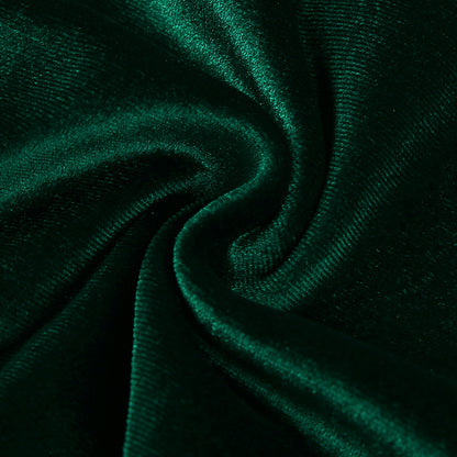 Crop Top in Emerald Green Velvet with Long Sleeves - close-up of velvet texture