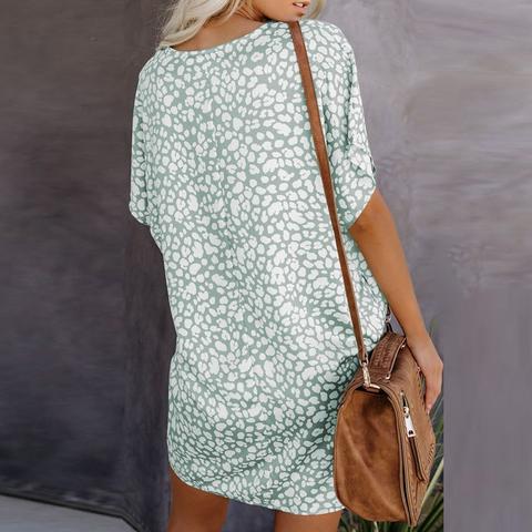 Longline Tunic Top in Ombre Leopard Print - green back view