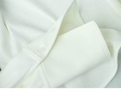 T-Shirt with Extended Cuffs for Layering - white cuff detail
