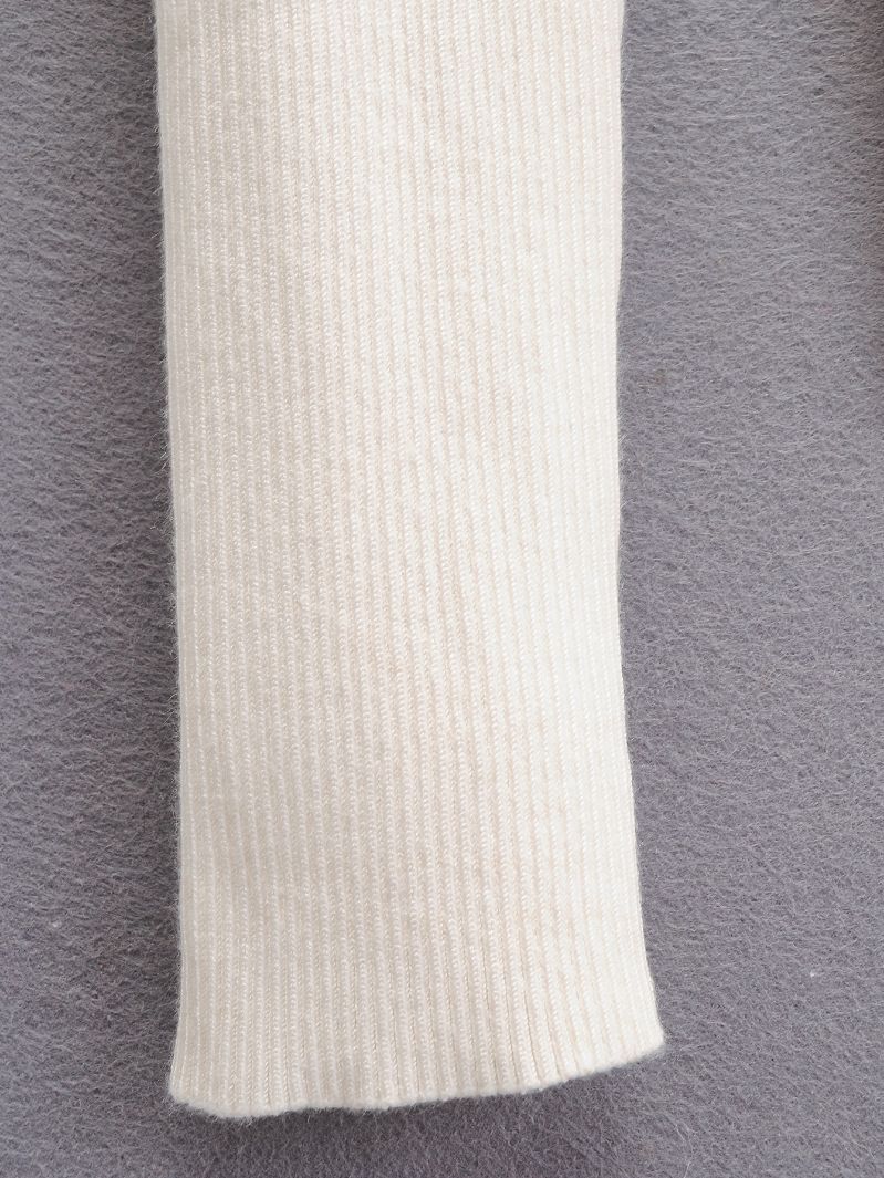 Knit Top with Boat Neck and Button Detail - white sleeve detail