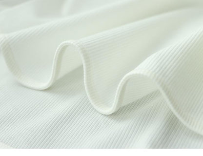 T-Shirt with Extended Cuffs for Layering - white fabric texture close-up