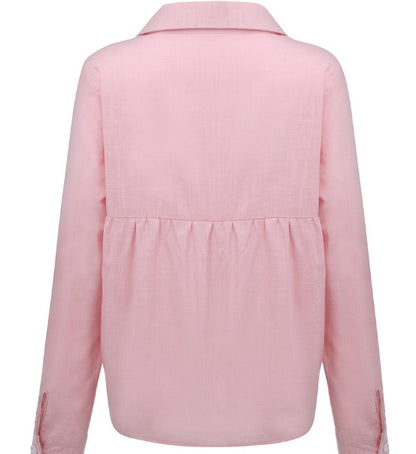 Blouse in Linen Blend with Relaxed Fit - pink studio back