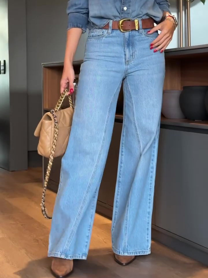 Light Blue High-Waist Wide-Leg Jeans - styled lifestyle shot