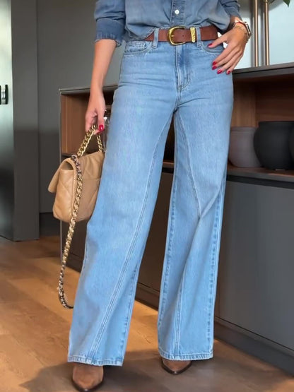 Light Blue High-Waist Wide-Leg Jeans - styled lifestyle shot