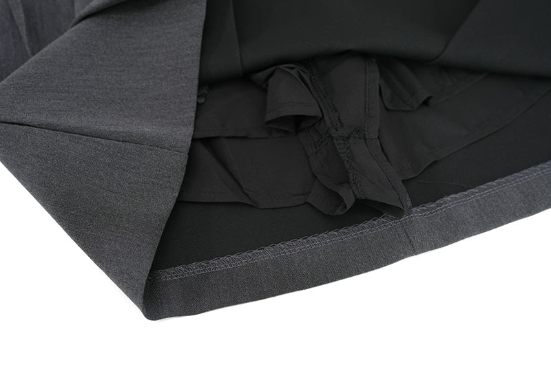 Mini Skirt in Pleated A-Line with Side Ties - grey inner shorts detail
