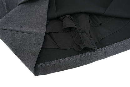 Mini Skirt in Pleated A-Line with Side Ties - grey inner shorts detail
