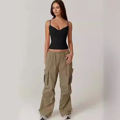 Camisole Vest Top with Waist-Skimming Fit - black full outfit view