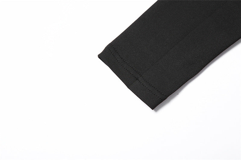 Bodysuit in Black with Open Back and Front Cut-Outs - black sleeve detail