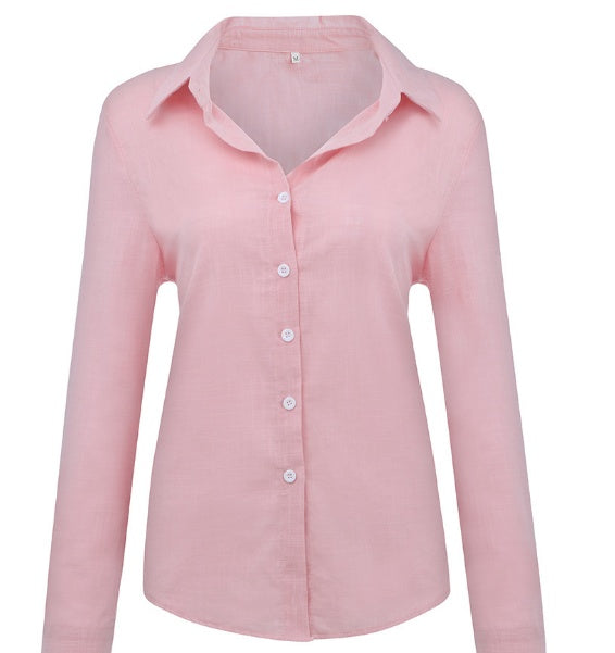 Blouse in Linen Blend with Relaxed Fit - pink studio front