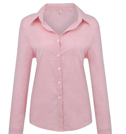 Blouse in Linen Blend with Relaxed Fit - pink studio front