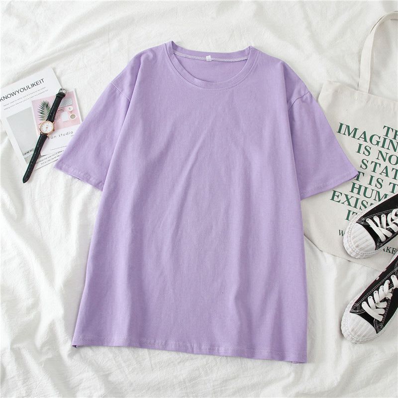 T-Shirt in Candy Colours with Relaxed Fit - purple flat lay front