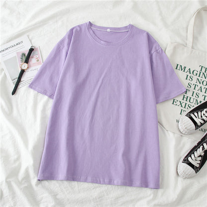 T-Shirt in Candy Colours with Relaxed Fit - purple flat lay front