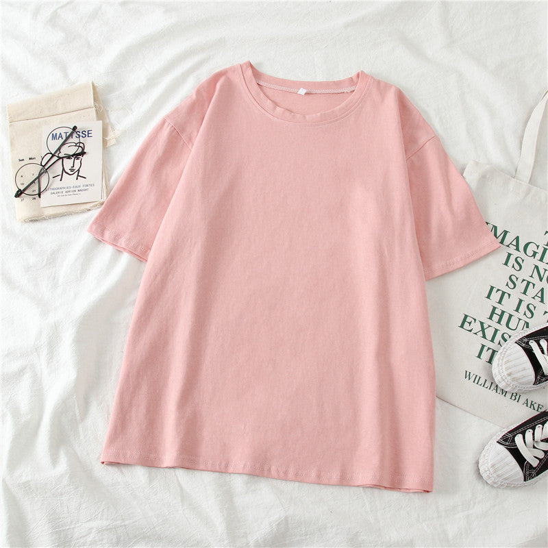 T-Shirt in Candy Colours with Relaxed Fit - pink flat lay front