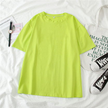 T-Shirt in Candy Colours with Relaxed Fit - fluorescent green flat lay front