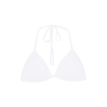 Triangle Halter Top with Open Back - white flat lay front view