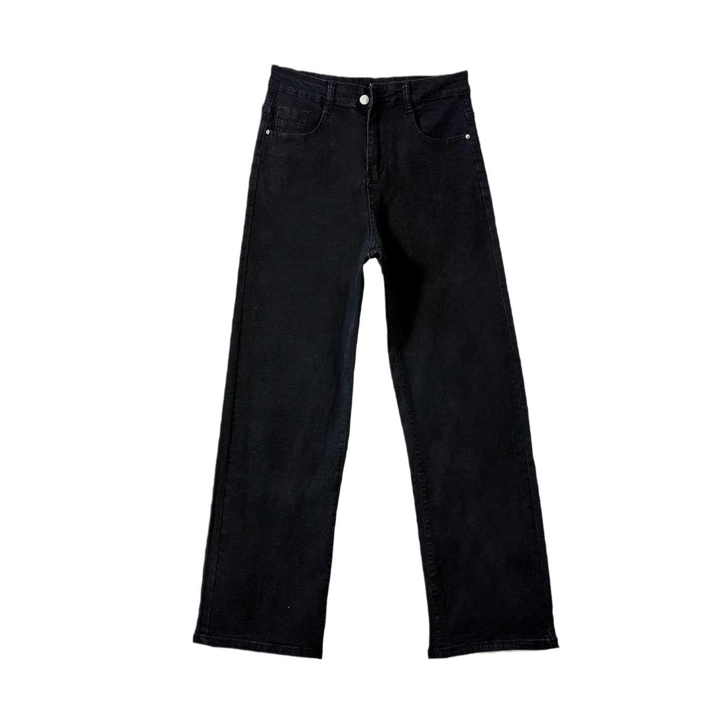 Wide-Leg Jeans in High-Waist Stretch Denim - black wash front