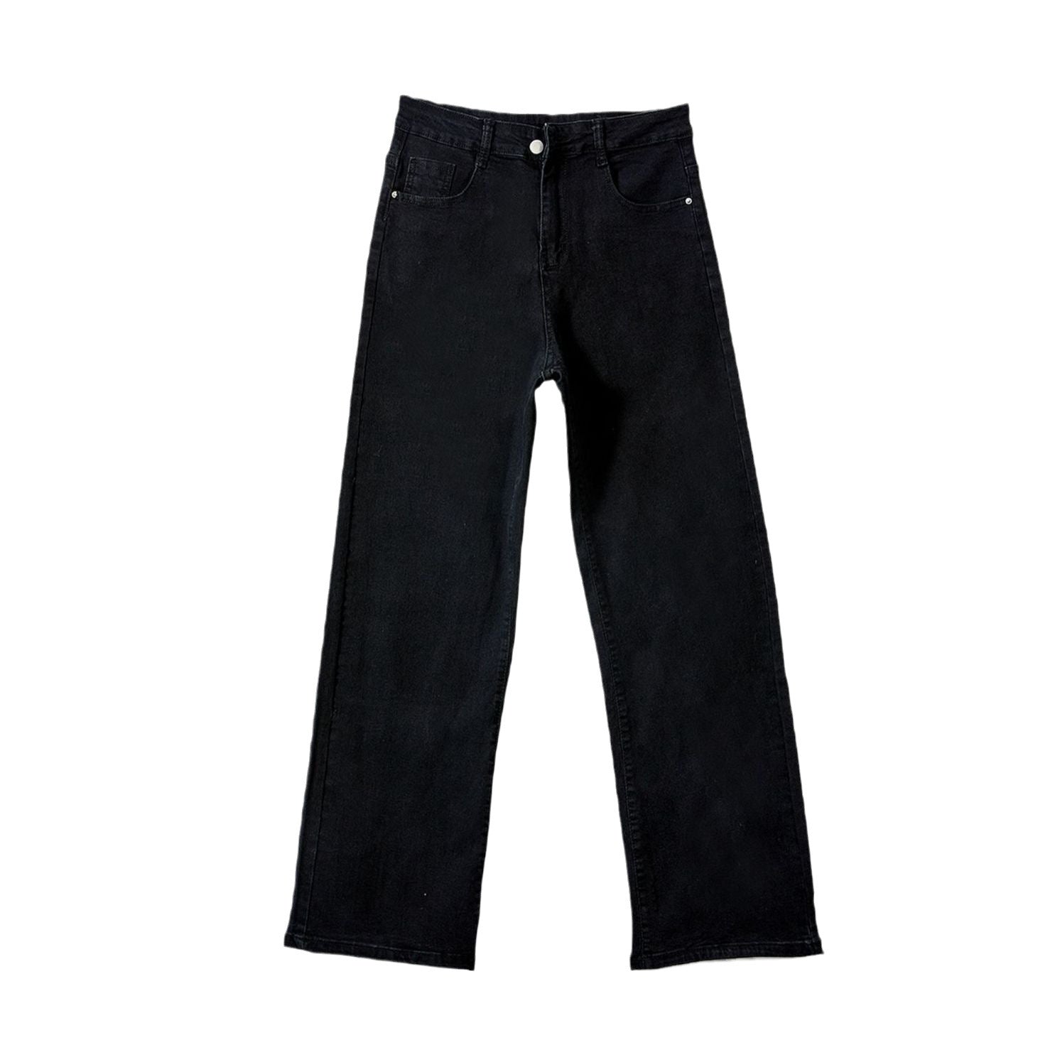 Wide-Leg Jeans in High-Waist Stretch Denim - black wash front