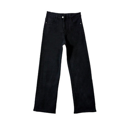 Wide-Leg Jeans in High-Waist Stretch Denim - black wash front