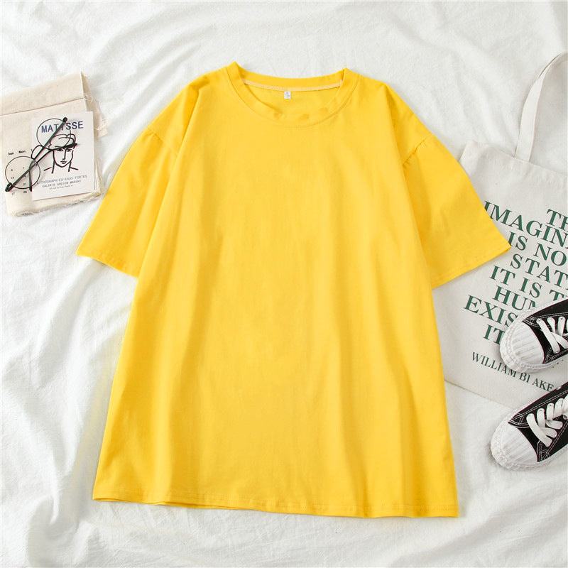 T-Shirt in Candy Colours with Relaxed Fit - yellow flat lay front