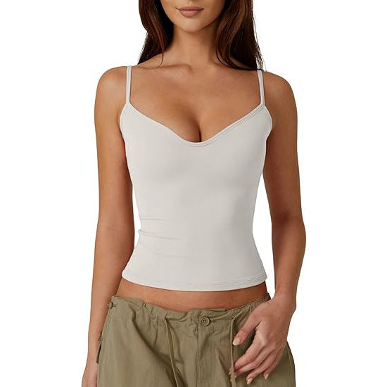Camisole Vest Top with Waist-Skimming Fit - white front view