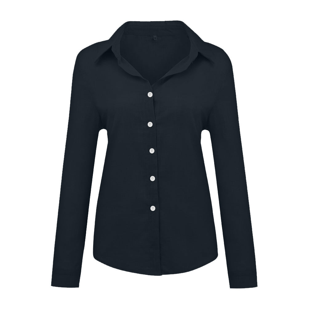 Blouse in Linen Blend with Relaxed Fit - black studio front