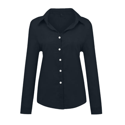 Blouse in Linen Blend with Relaxed Fit - black studio front