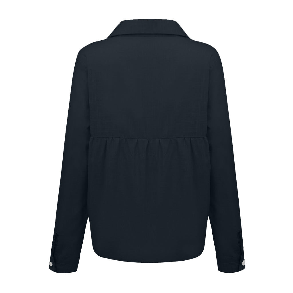 Blouse in Linen Blend with Relaxed Fit - black studio back
