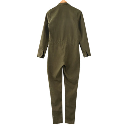 Jumpsuit in Army Green with Utility Pockets - army green back view