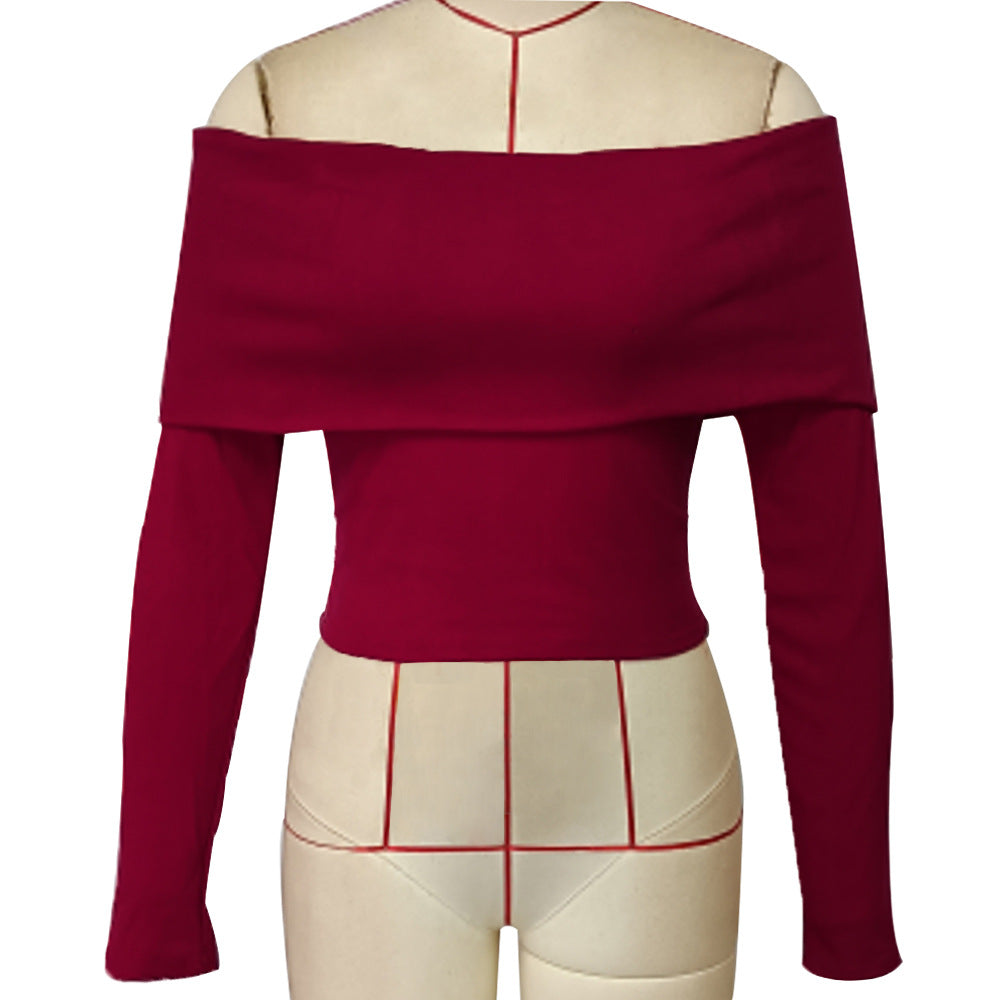 Top in Wine Red with Draped Bardot Neck - wine red front flat view