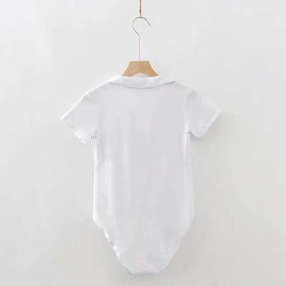 Bodysuit with Polo Collar in Black, Red or White - white back view