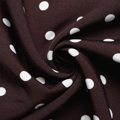 Maxi Dress with Polka Dot Halterneck Tie-Back - Coffee Brown fabric drape detail