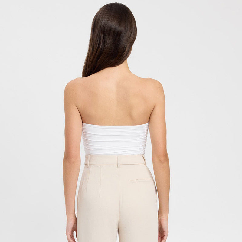 Bandeau Top with Agate Detail - soft neutral back view