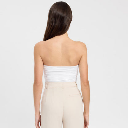 Bandeau Top with Agate Detail - soft neutral back view