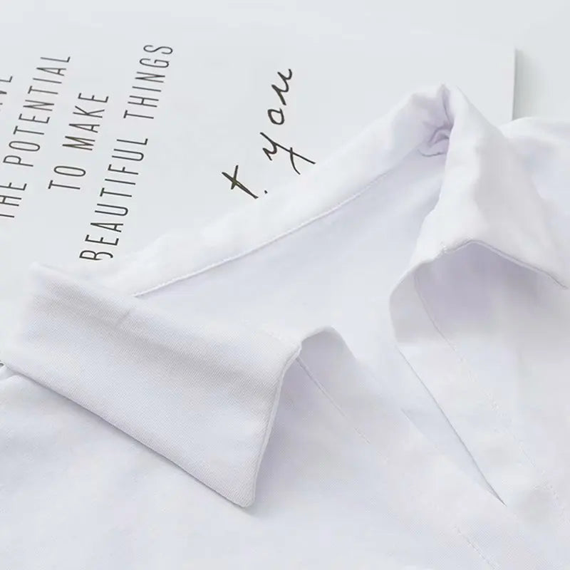 Bodysuit with Polo Collar in Black, Red or White - white collar close-up