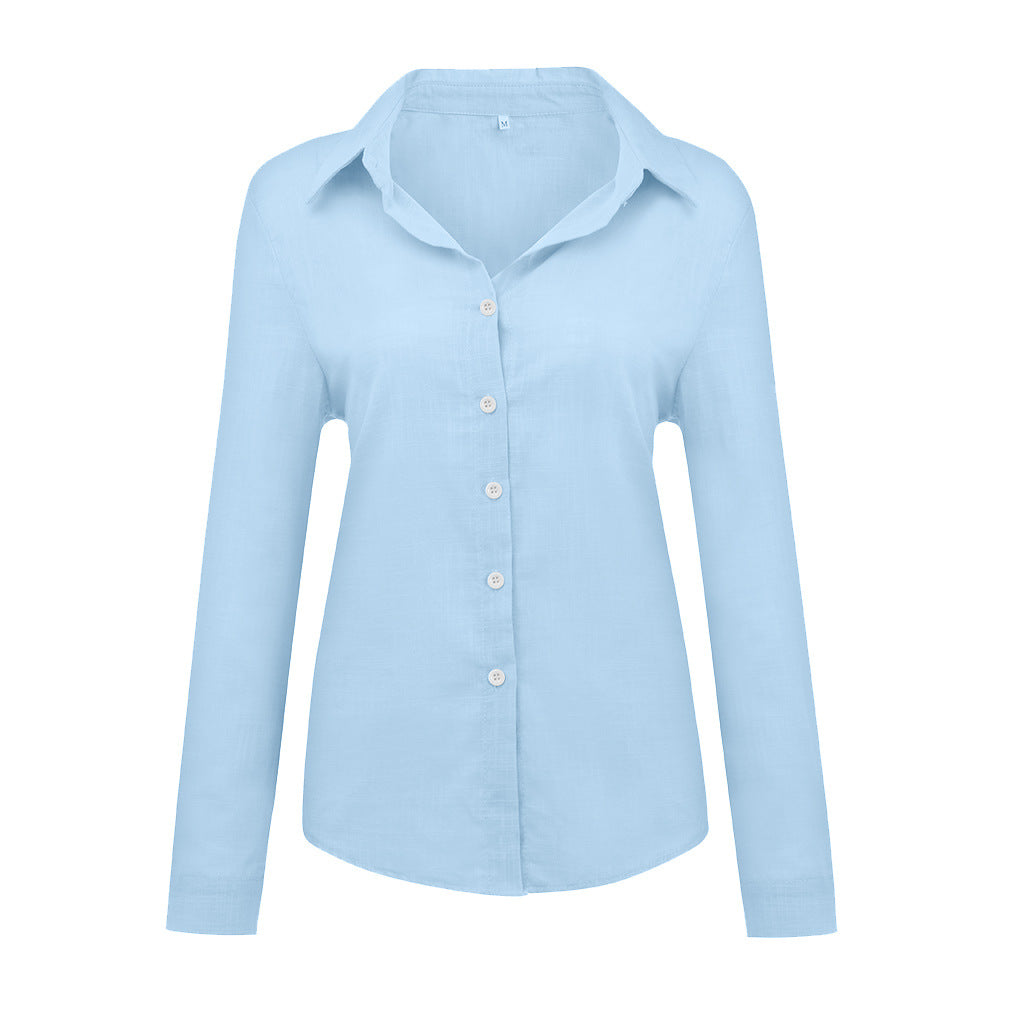 Blouse in Linen Blend with Relaxed Fit - blue studio front