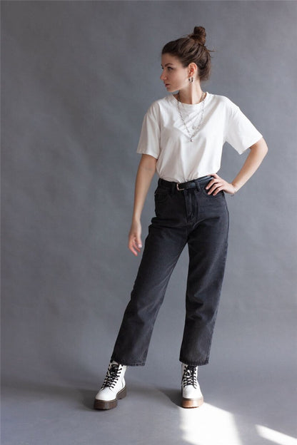 T-Shirt in Candy Colours with Relaxed Fit - white studio full outfit