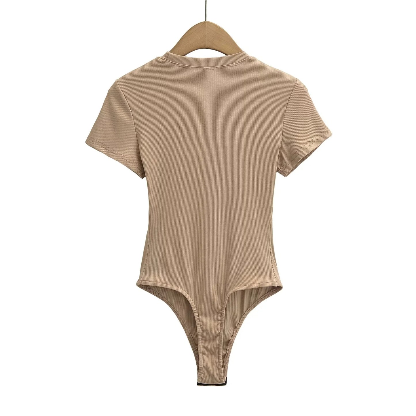 Bodysuit in Stretch Cotton with Short Sleeves - back view