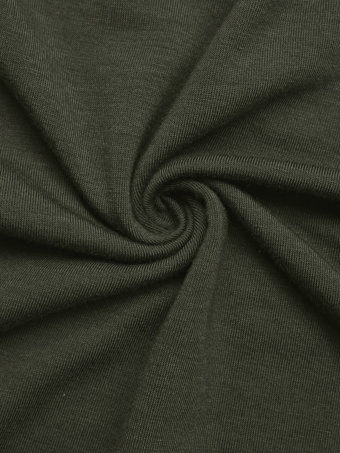 Long Sleeve Top in Dark Green with Off-Shoulder Drape - dark green fabric texture