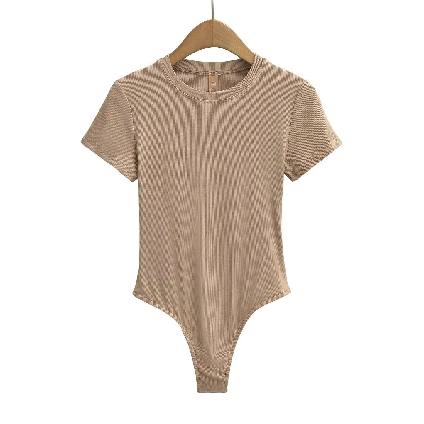Bodysuit in Stretch Cotton with Short Sleeves - front view